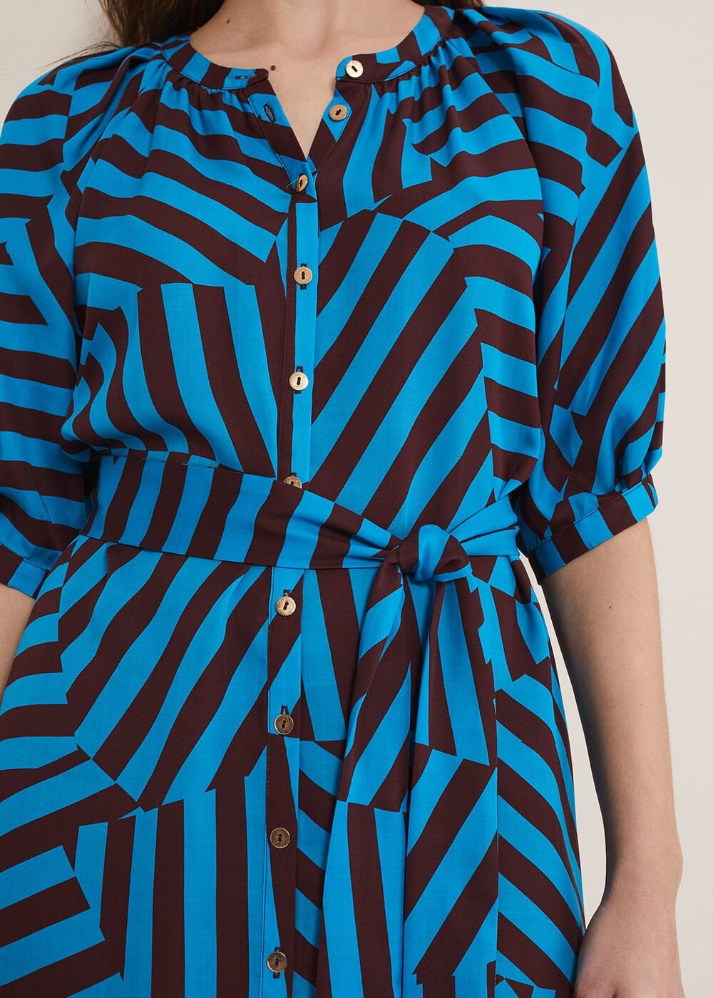 Rosella Striped Mini Dress - Blue/Chocolate