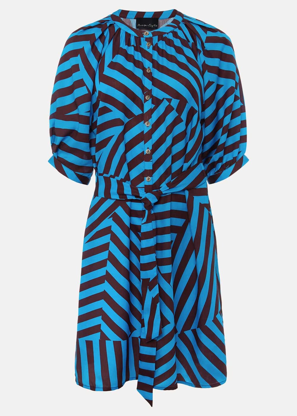 Rosella Striped Mini Dress - Blue/Chocolate