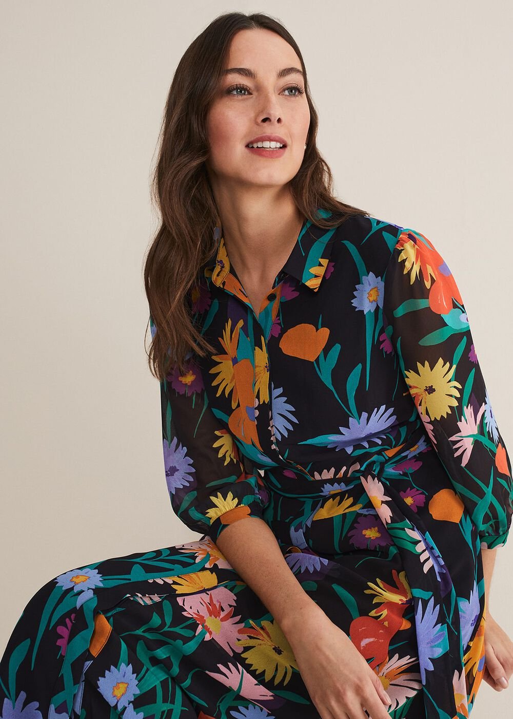 Alta Floral Midaxi Dress - Black/Multi