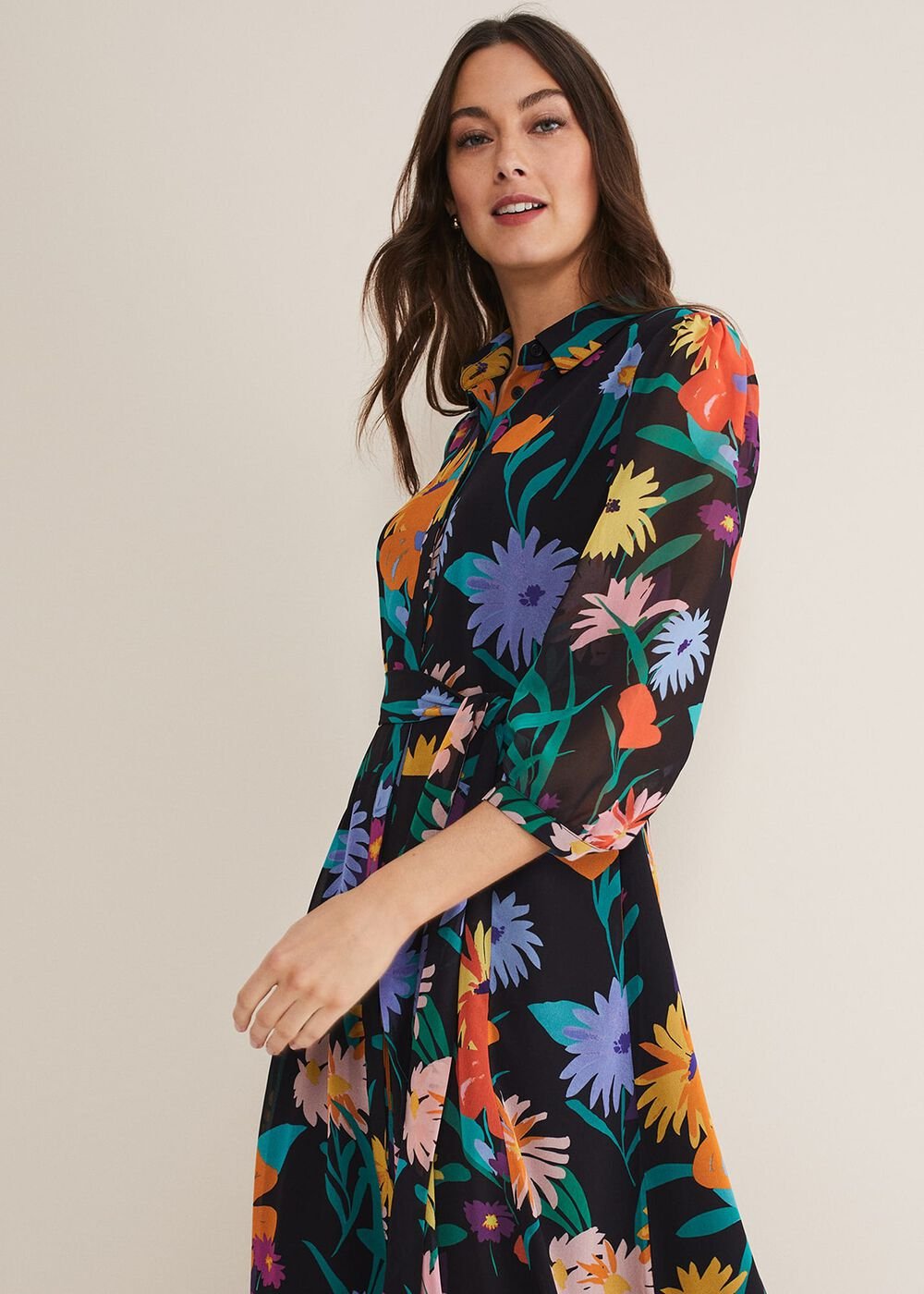 Alta Floral Midaxi Dress - Black/Multi
