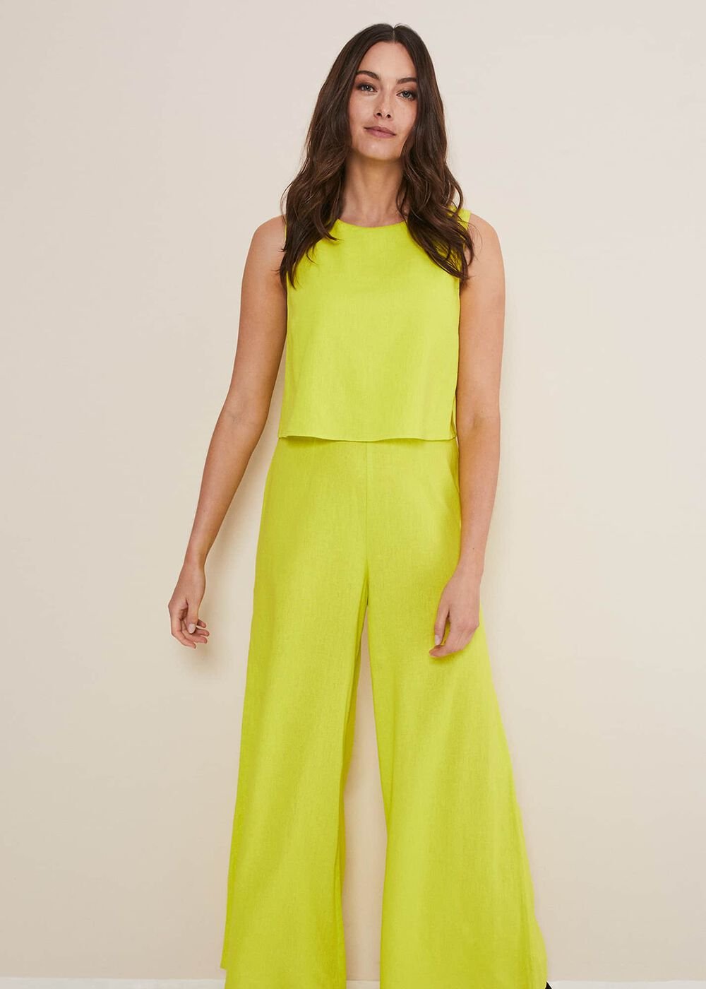 Aubrey Striped Wide Leg Jumpsuit - Lime