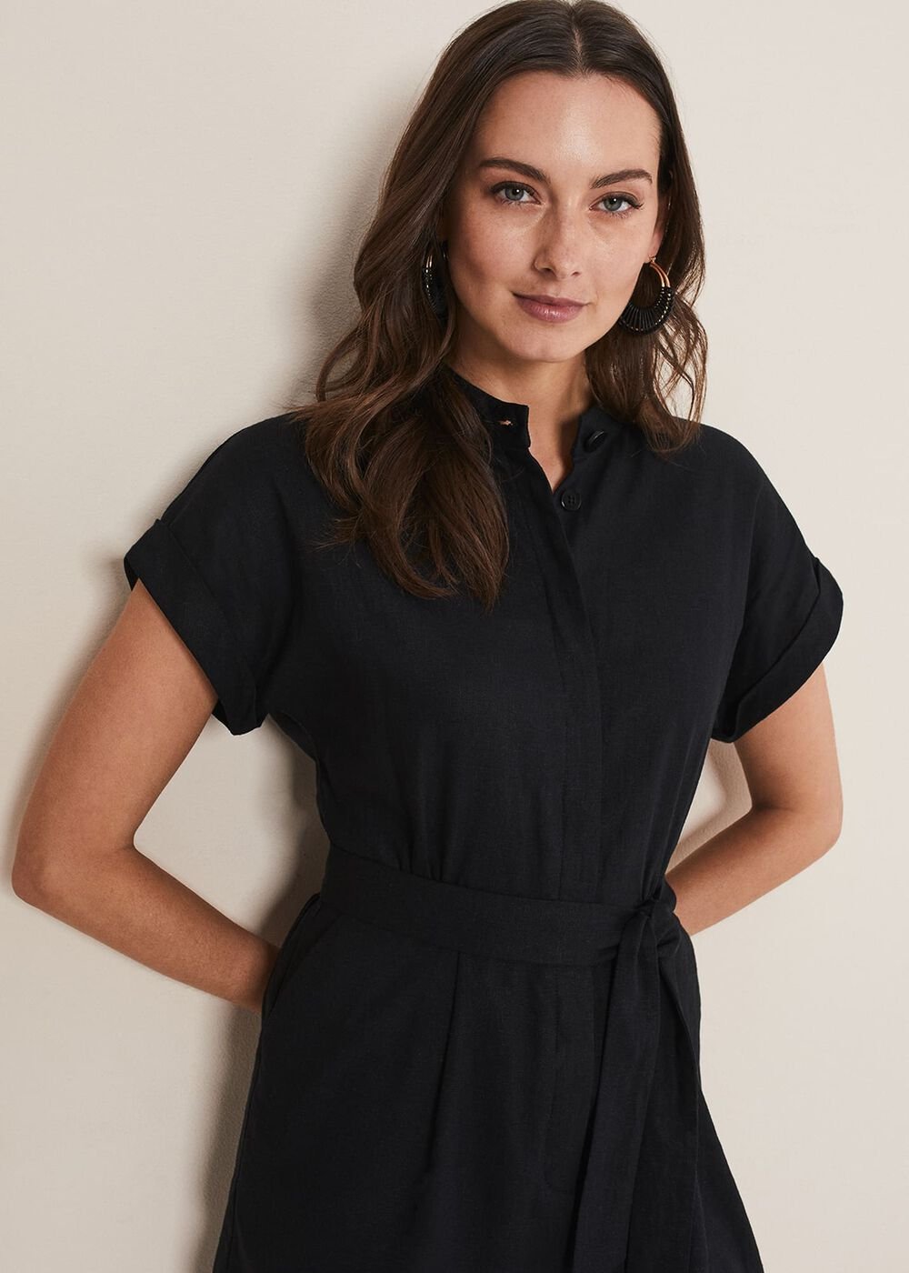 Paige Linen Playsuit - Black