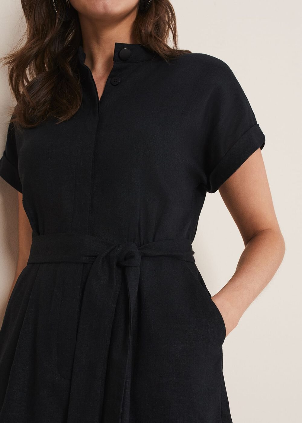 Paige Linen Playsuit - Black