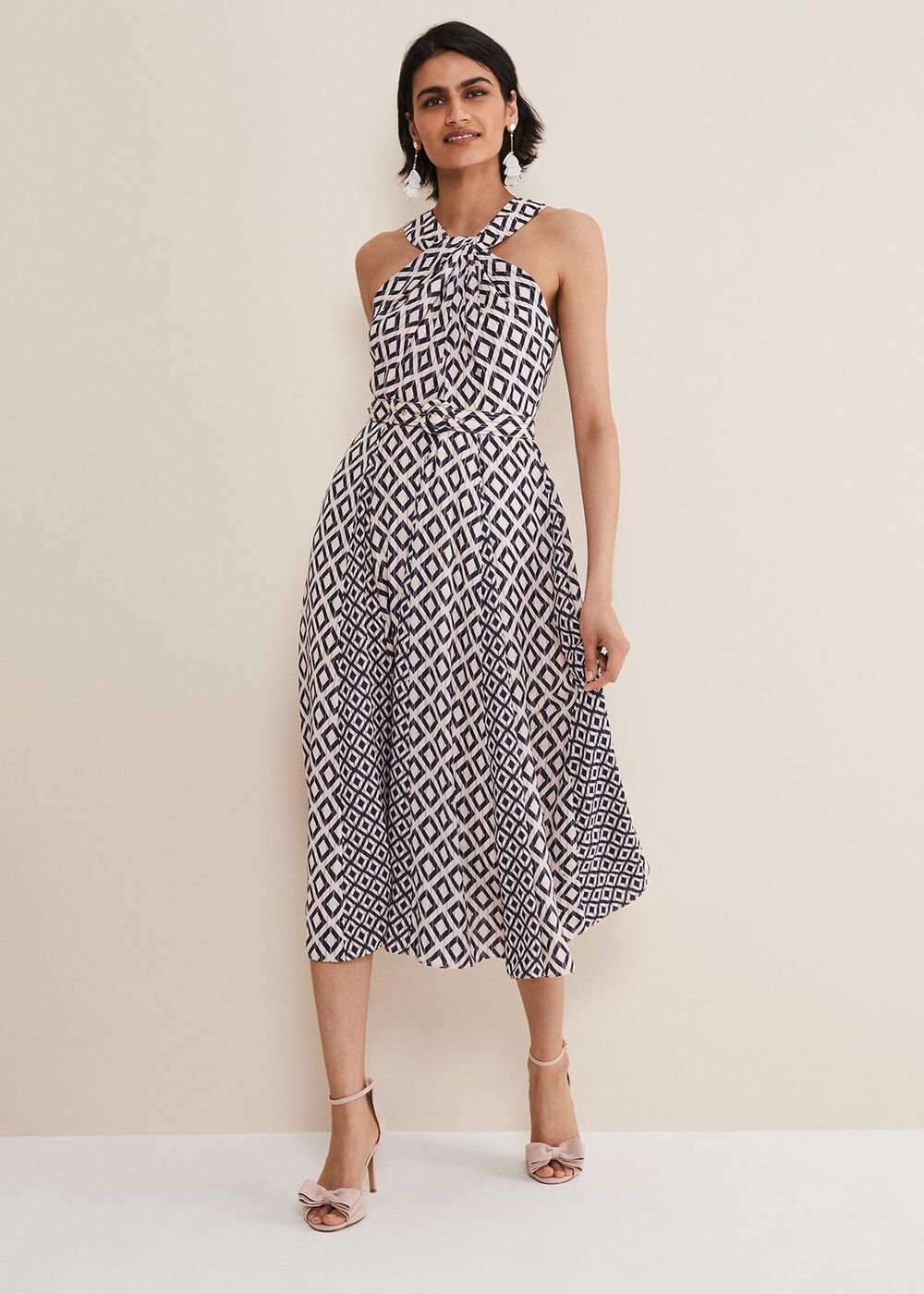 Ember Geo Midi Dress - Smoke/Powder Pink