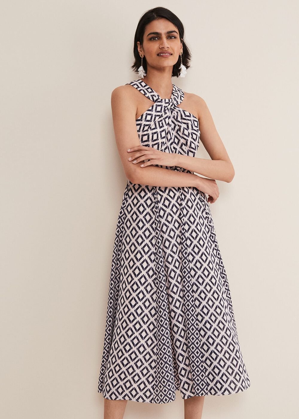 Ember Geo Midi Dress - Smoke/Powder Pink