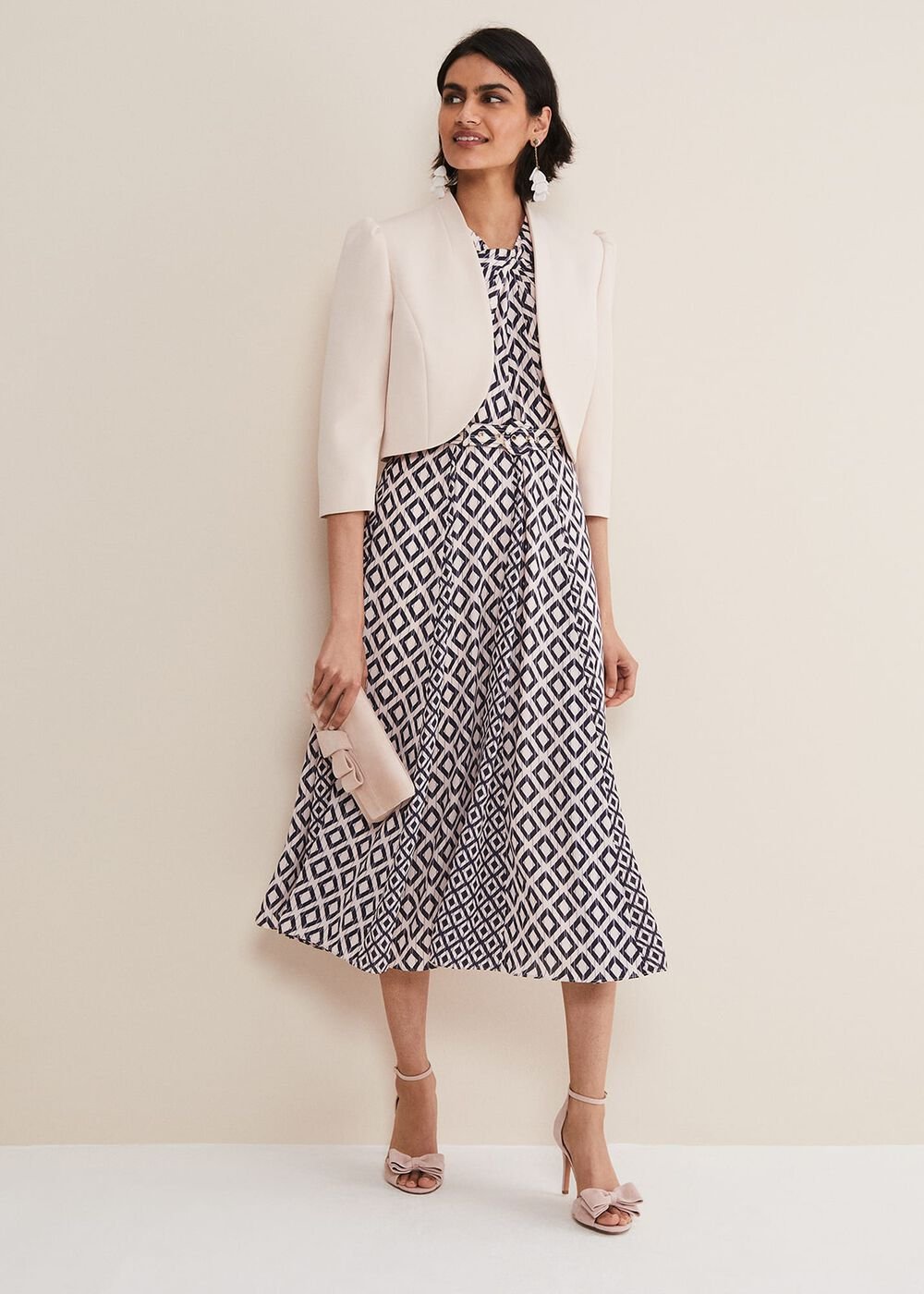 Ember Geo Midi Dress - Smoke/Powder Pink