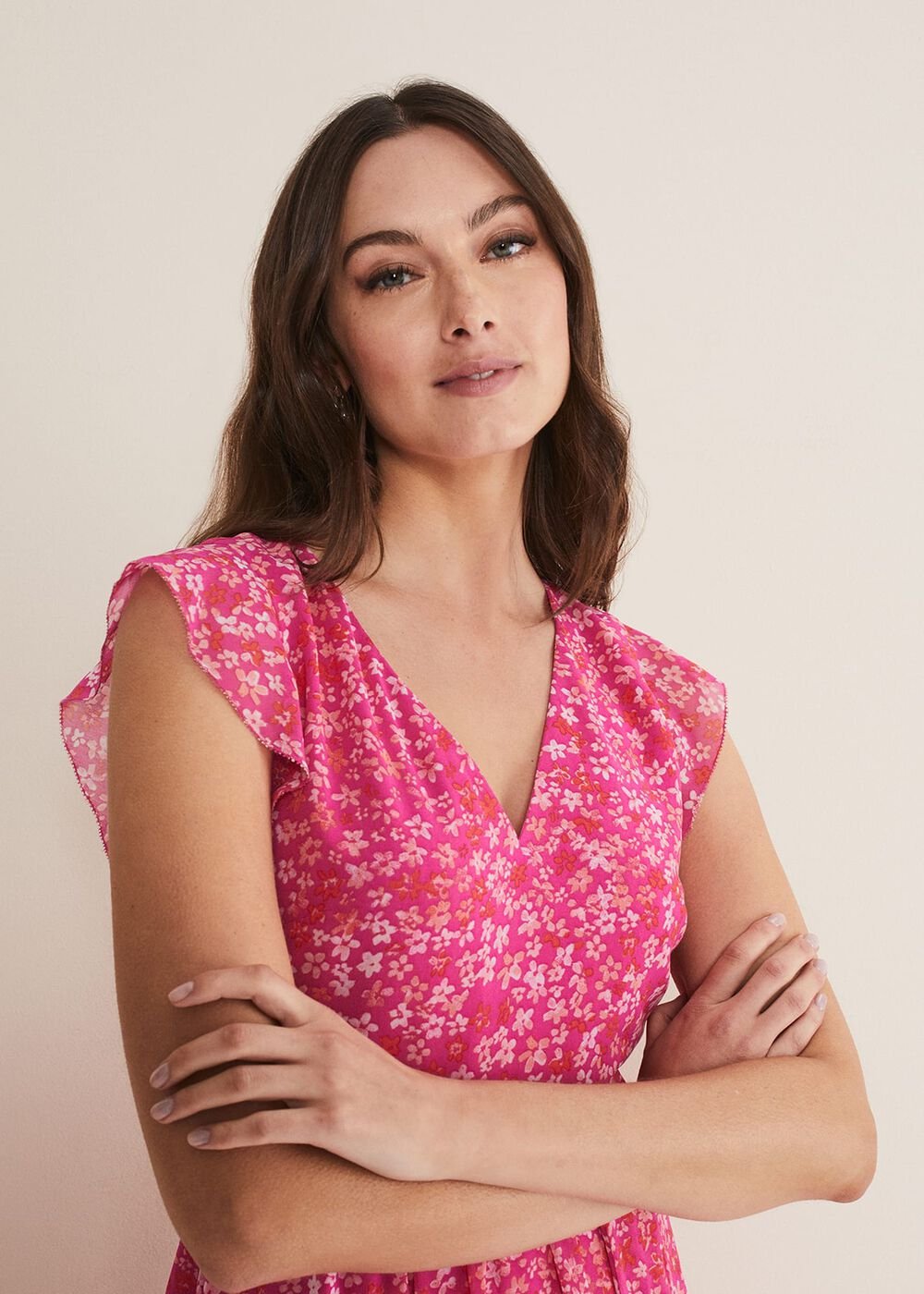 Breesha Floral Midaxi Dress - Pink/Multi