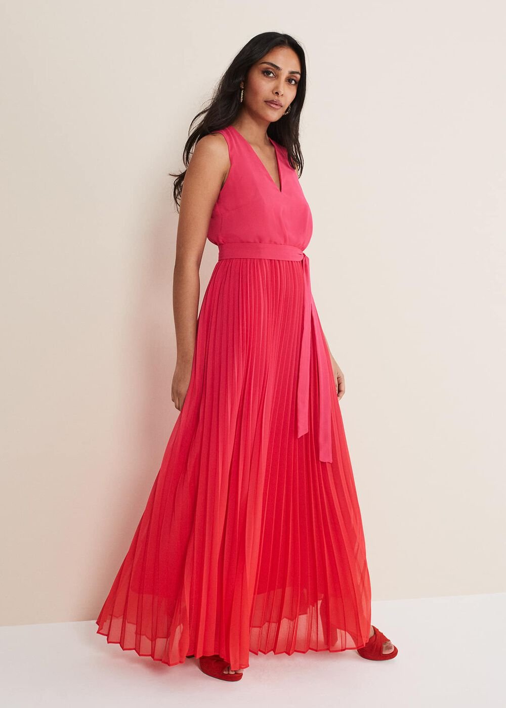 Petite Piper Ombre Maxi Dress - Red/Pink