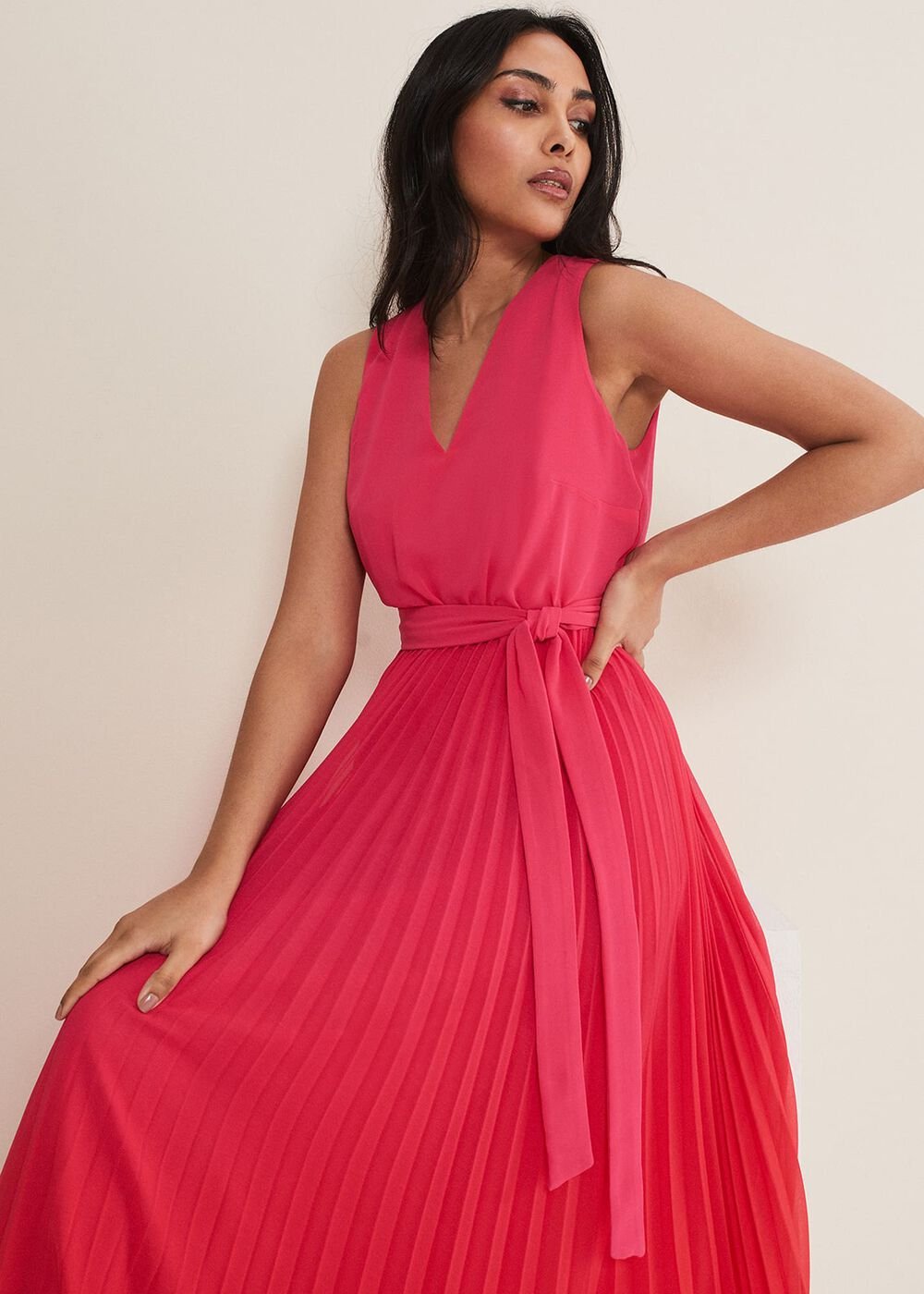 Petite Piper Ombre Maxi Dress - Red/Pink