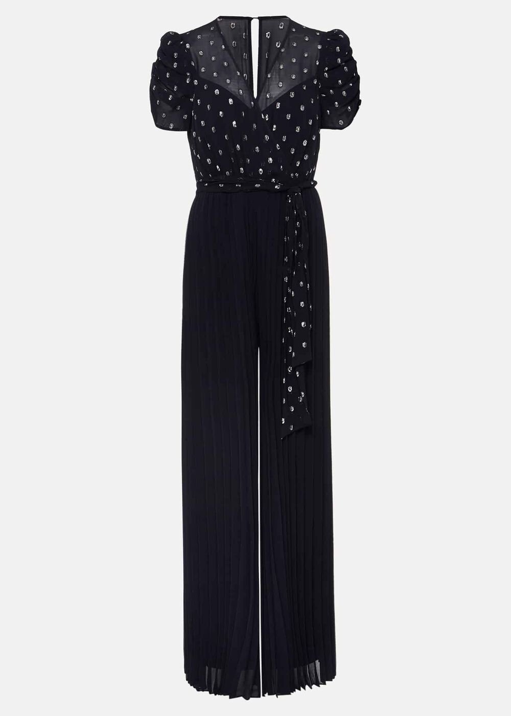 Molli Spot Pleated Jumpsuit - Navy