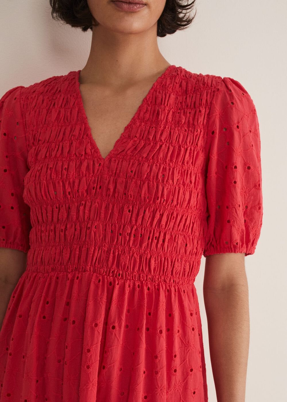 Gretta Broderie Midi Dress - Pink