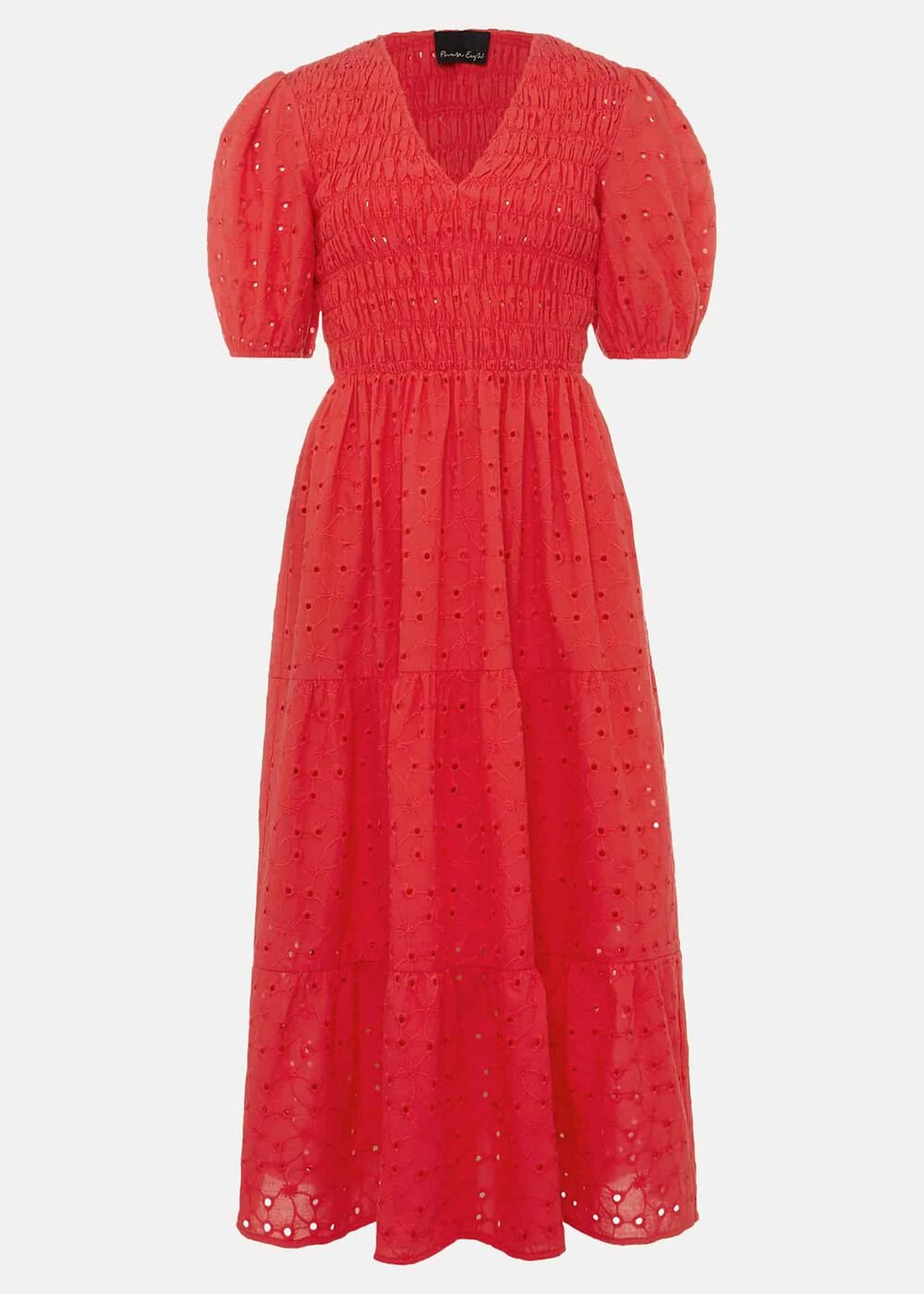 Gretta Broderie Midi Dress - Pink