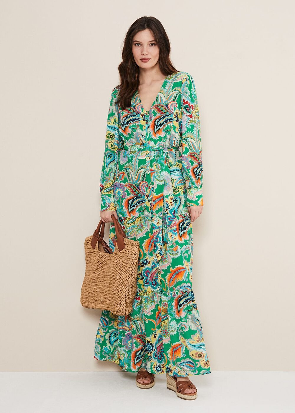 Azalia Paisley Maxi Dress - Green/Multi