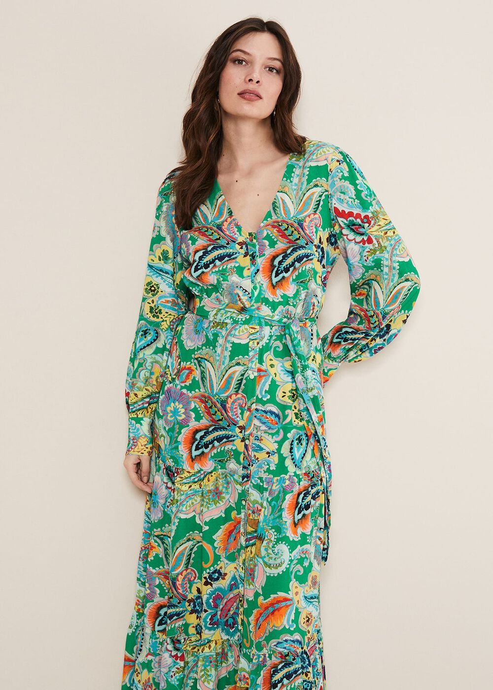 Azalia Paisley Maxi Dress - Green/Multi