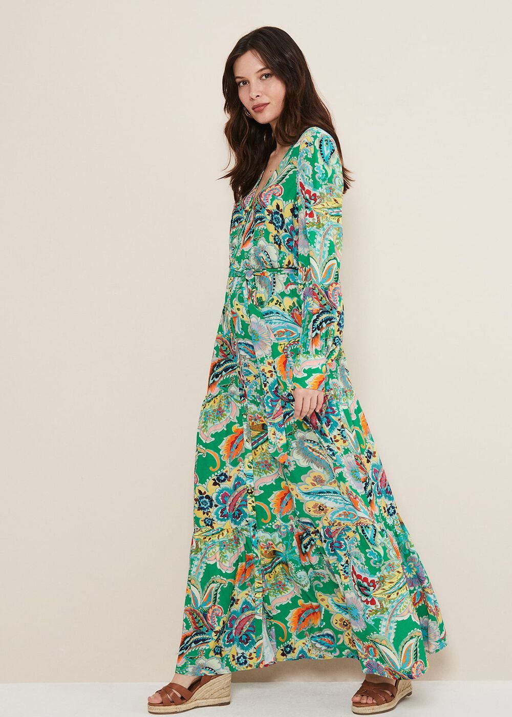 Azalia Paisley Maxi Dress - Green/Multi