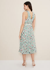 Portia Print Pleated Dress - Peppermint/Multi