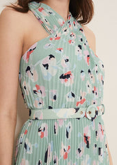Portia Print Pleated Dress - Peppermint/Multi