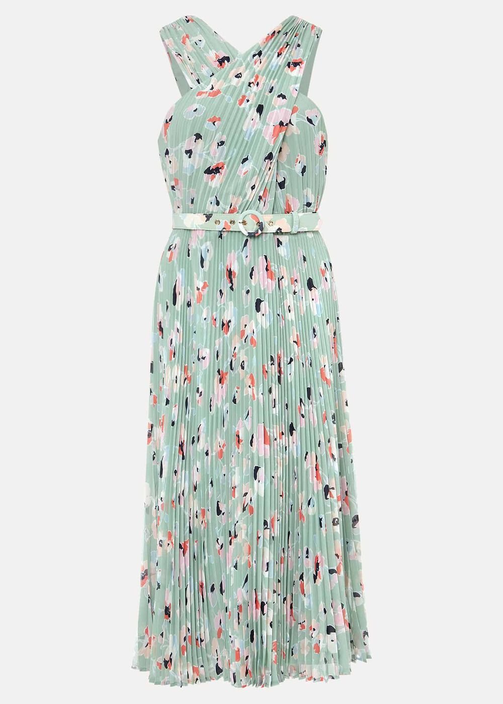 Portia Print Pleated Dress - Peppermint/Multi