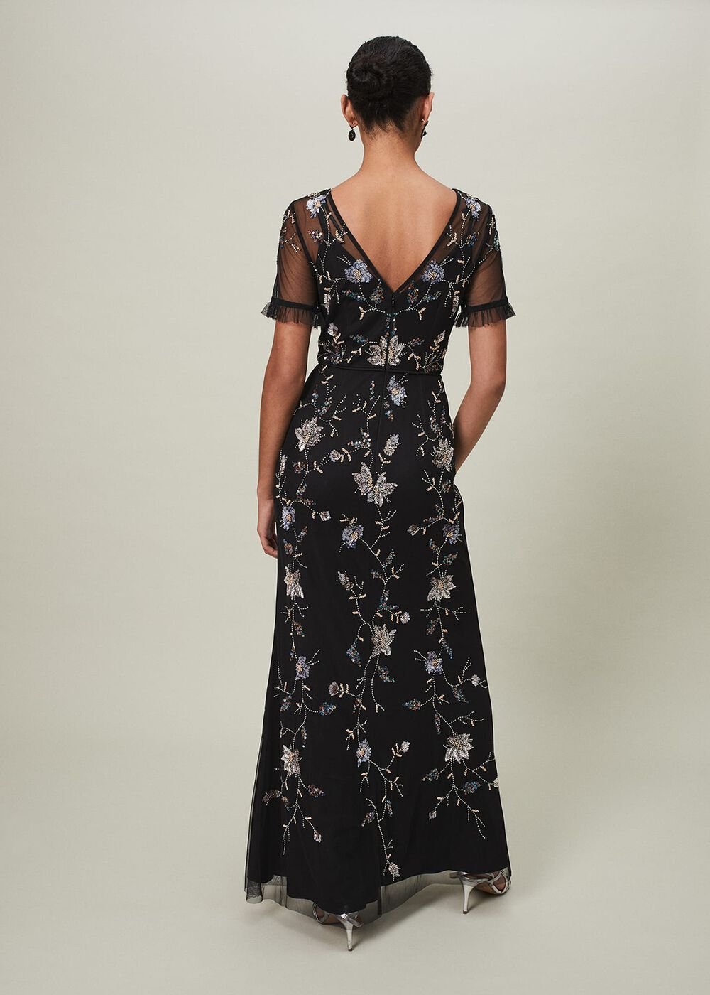 Sierra Sequin Floral Dress - Black