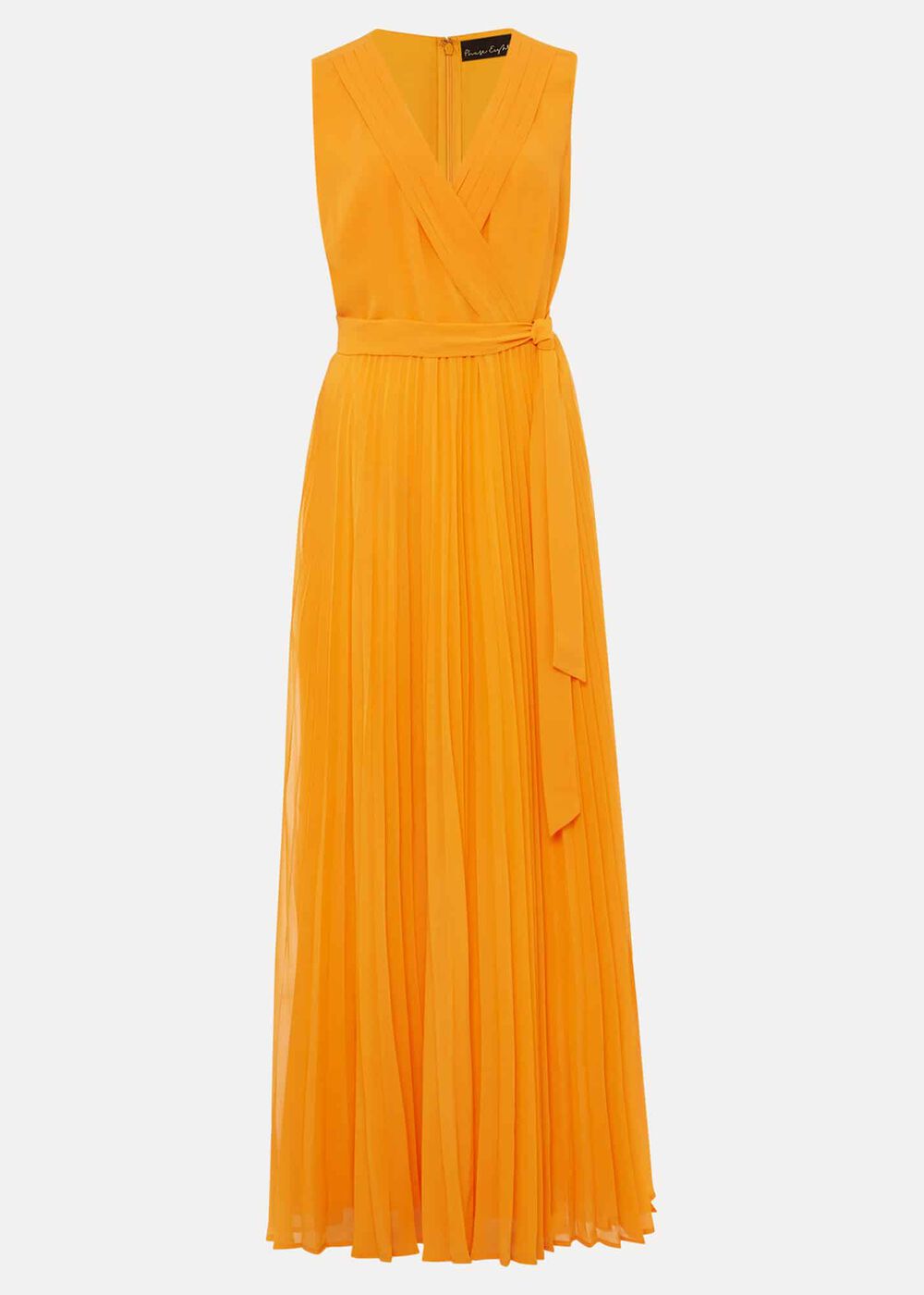 Mollie Pleat Maxi Dress - Bright Orange