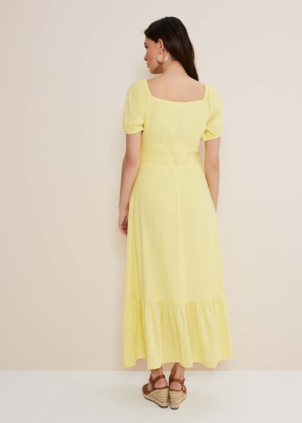Maribella Linen Midi Dress - Lemon