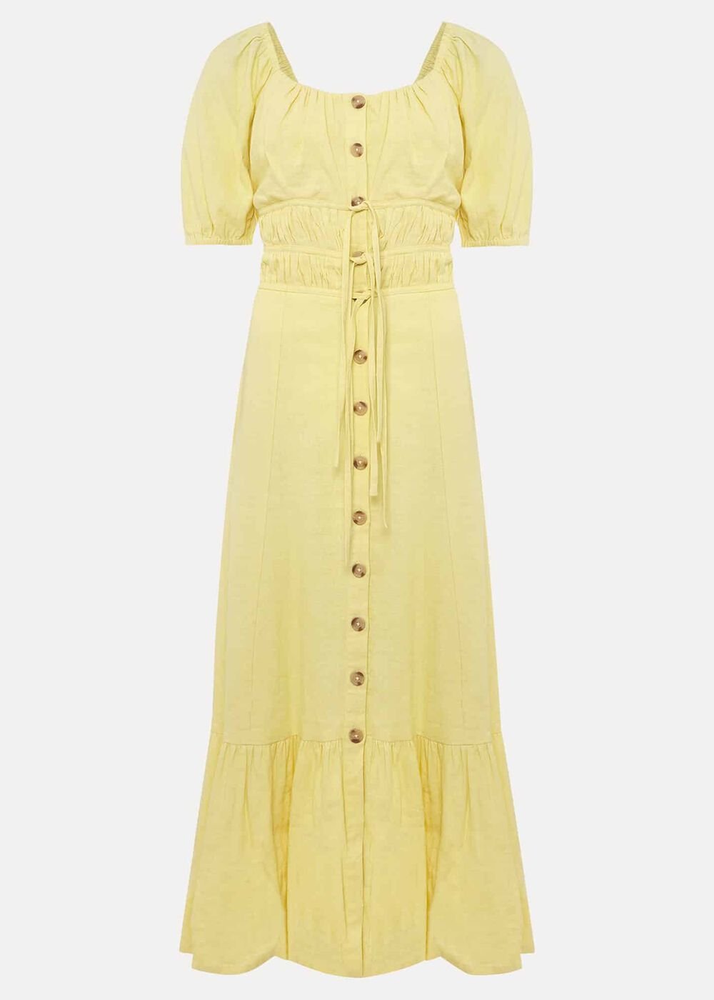 Maribella Linen Midi Dress - Lemon