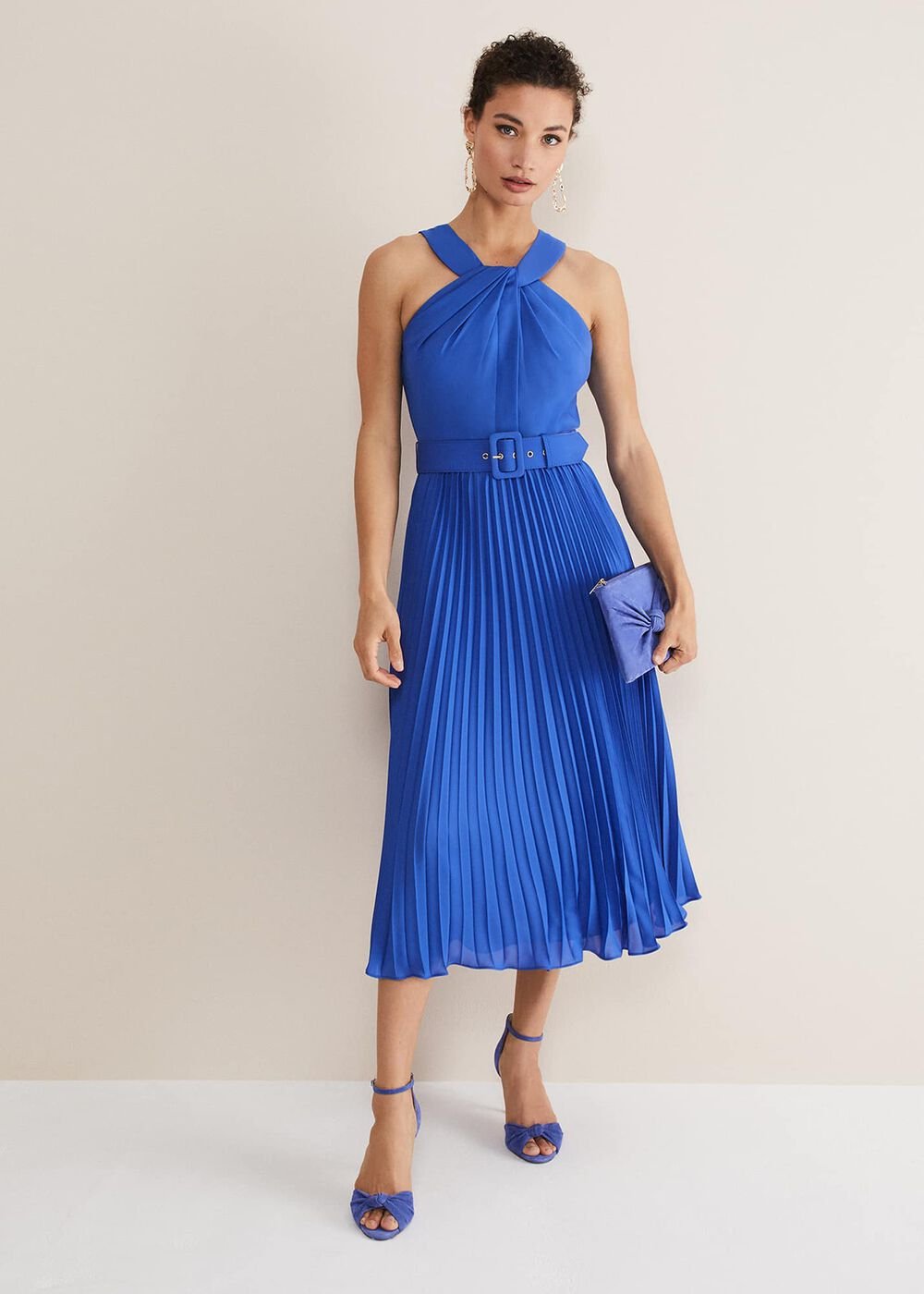 Yas Blue Halterneck Midi Dress - Azure Blue
