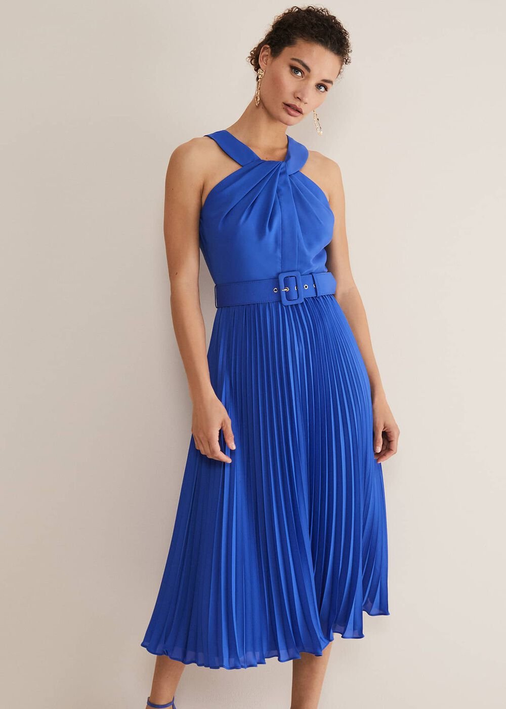 Yas Blue Halterneck Midi Dress - Azure Blue