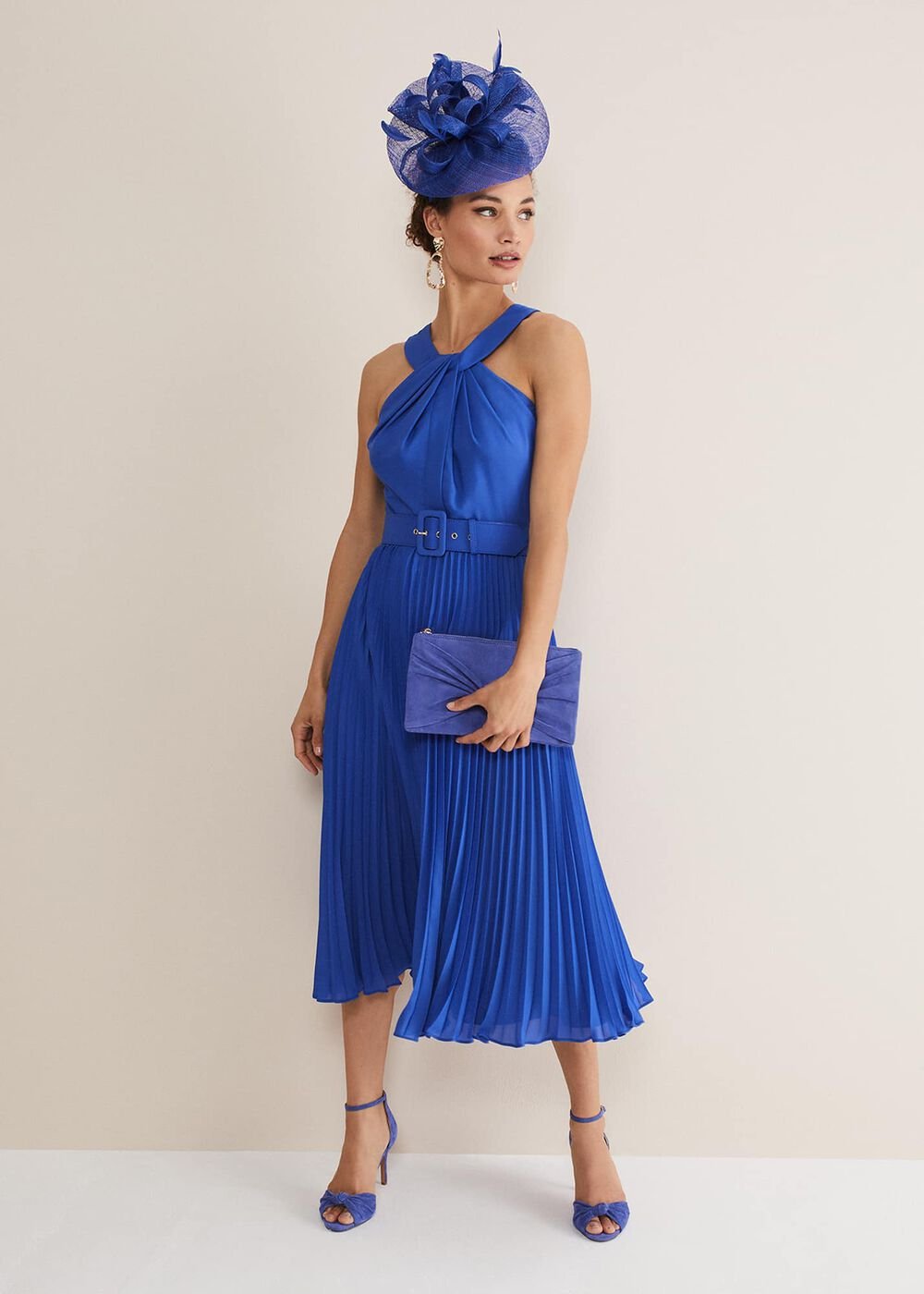 Yas Blue Halterneck Midi Dress - Azure Blue