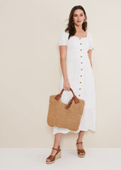 Maribella Linen Midi Dress - White