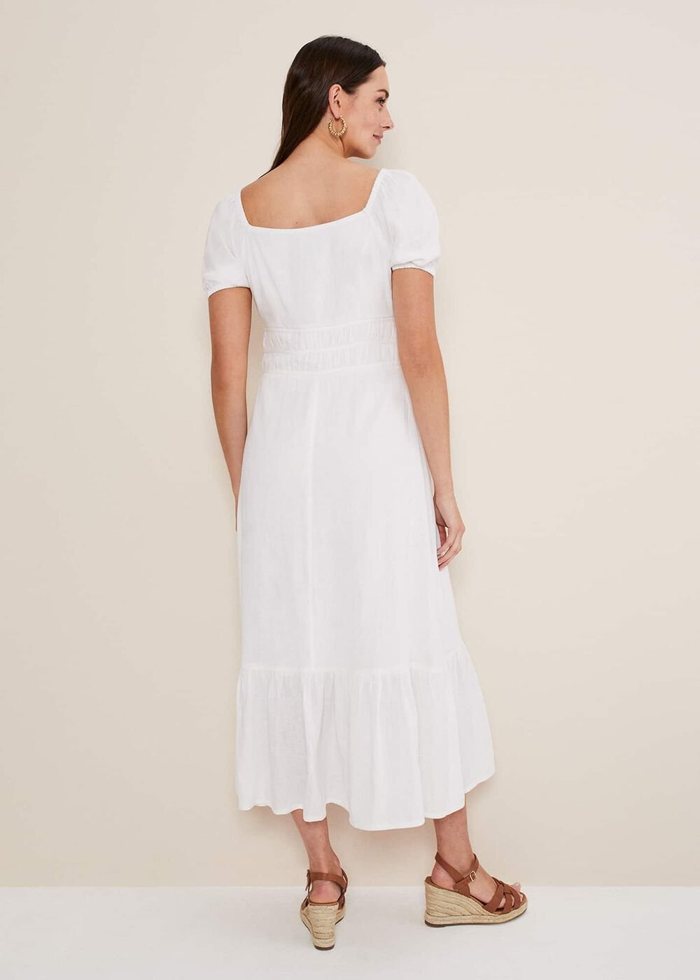 Maribella Linen Midi Dress - White