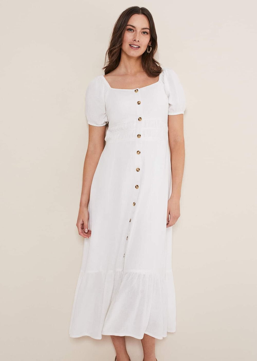 Maribella Linen Midi Dress - White