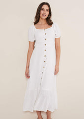 Maribella Linen Midi Dress - White