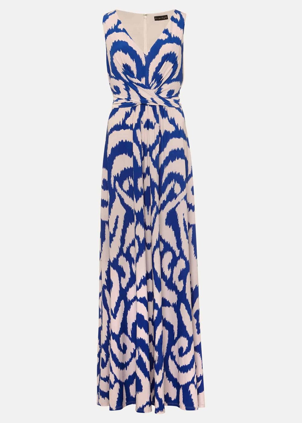 Artemis Jersey Print Maxi Dress - Azure Blue/Cream