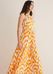 Maude Printed Jersey Maxi Dress - Orange/Cream