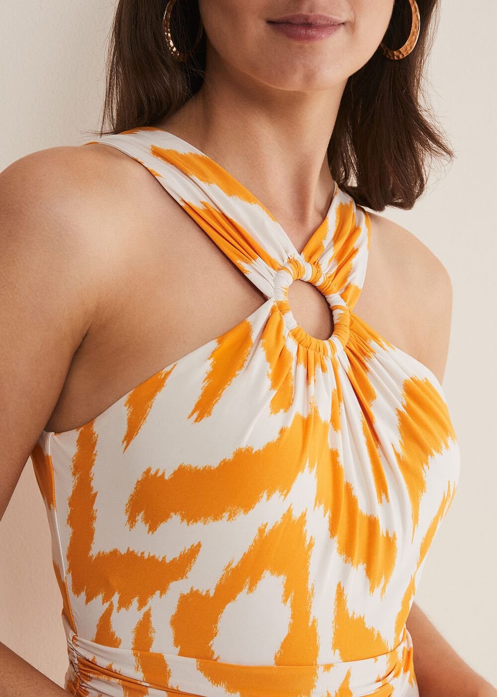 Maude Printed Jersey Maxi Dress - Orange/Cream