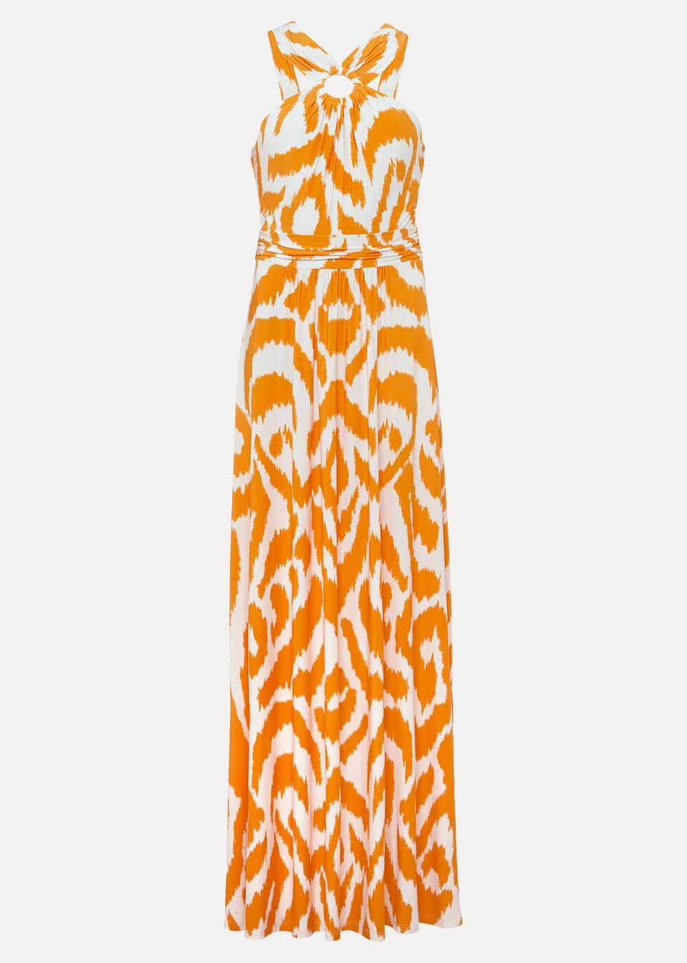 Maude Printed Jersey Maxi Dress - Orange/Cream