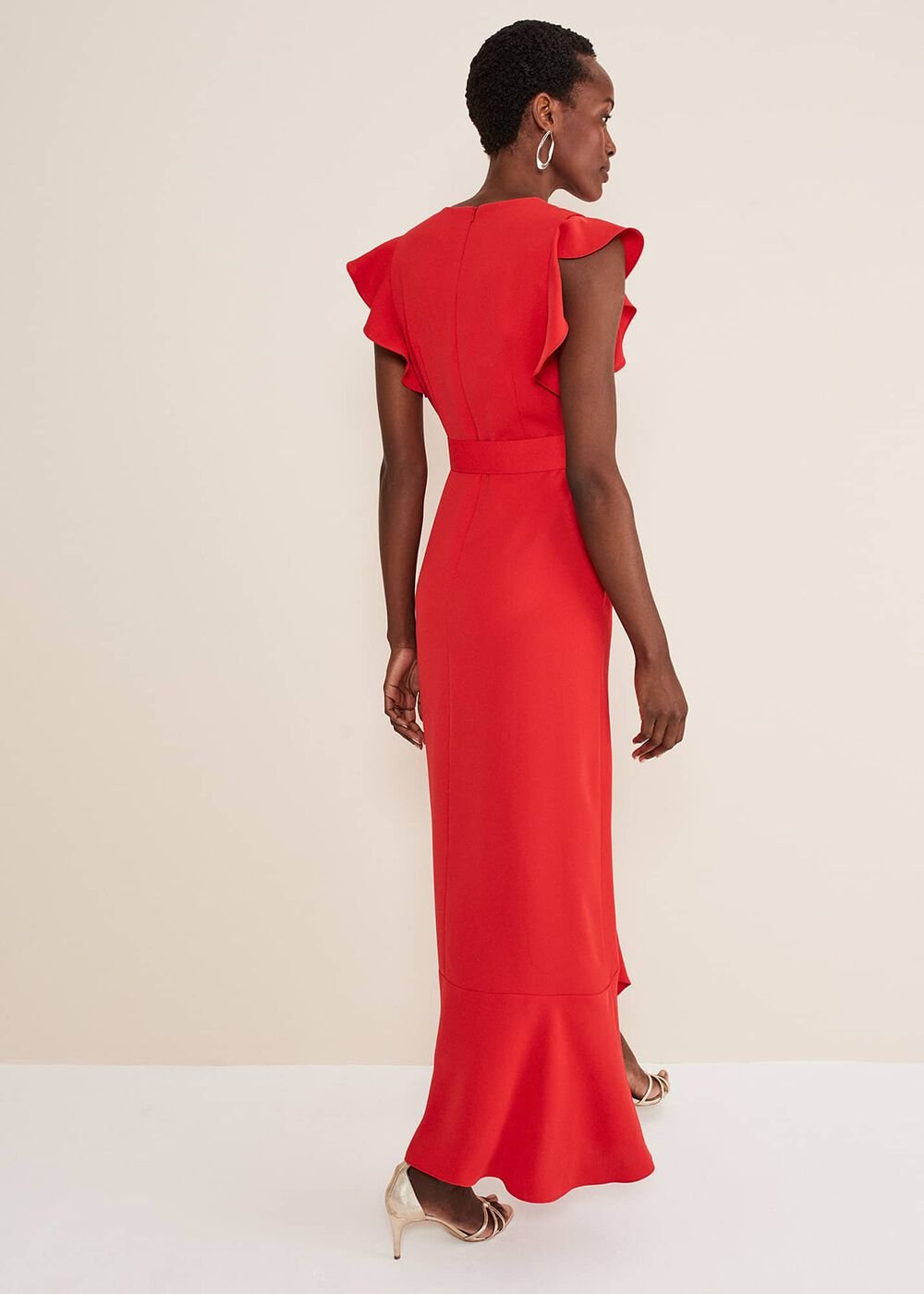 Phoebe Frill Maxi Dress - Fire