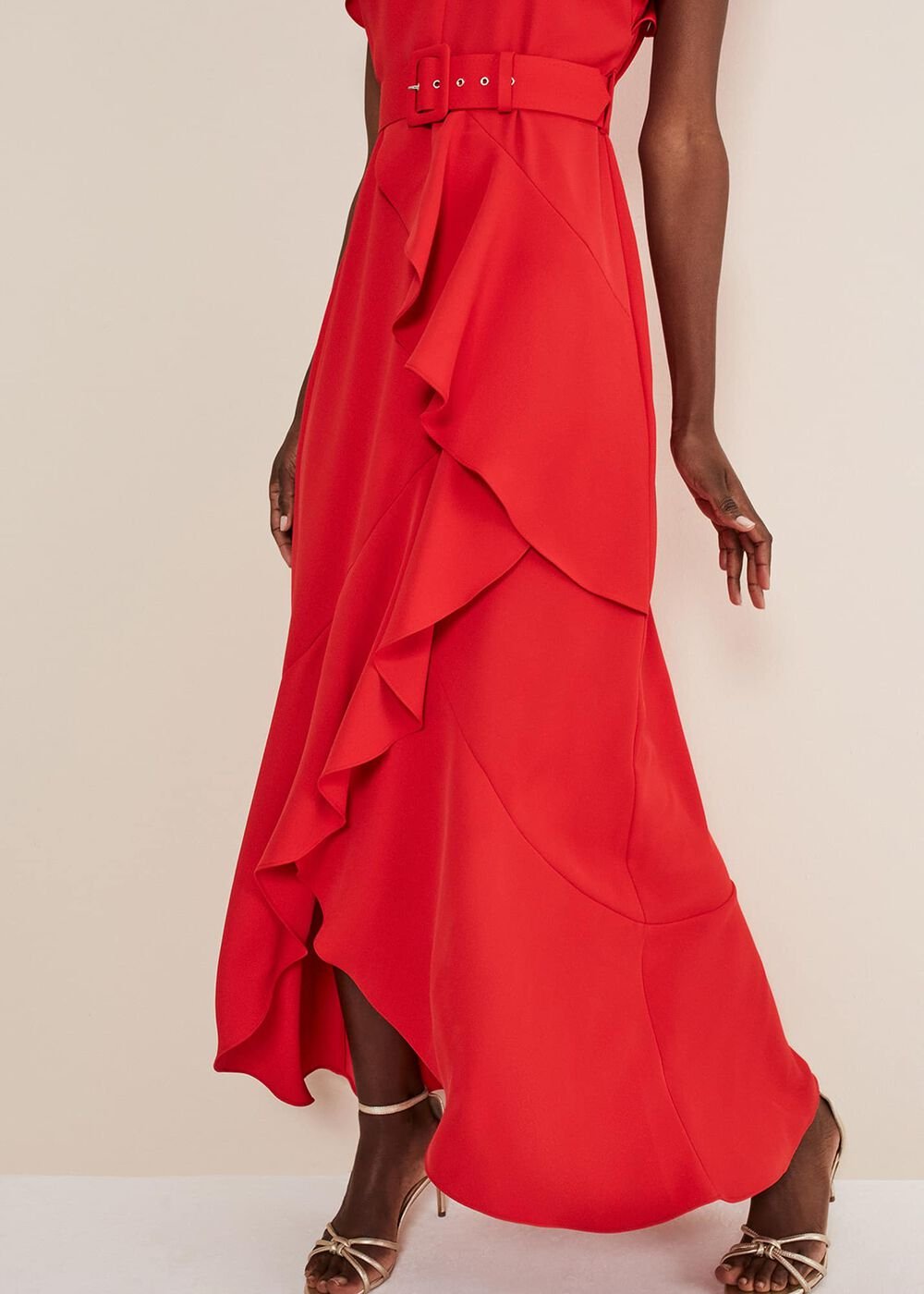 Phoebe Frill Maxi Dress - Fire