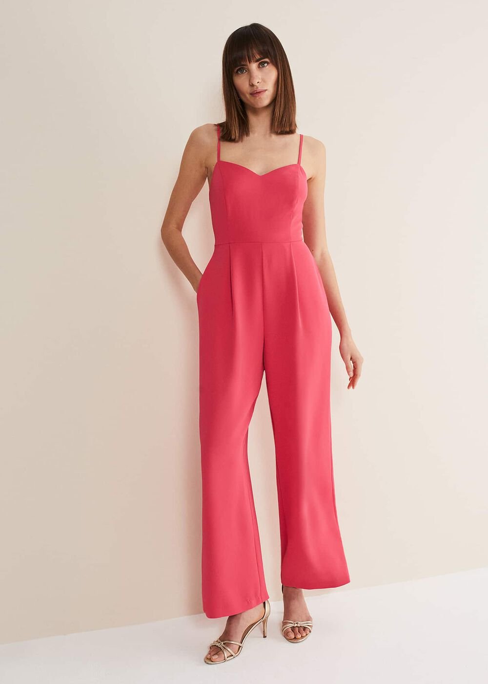 Mindy Wide Leg Jumpsuit - Raspberry