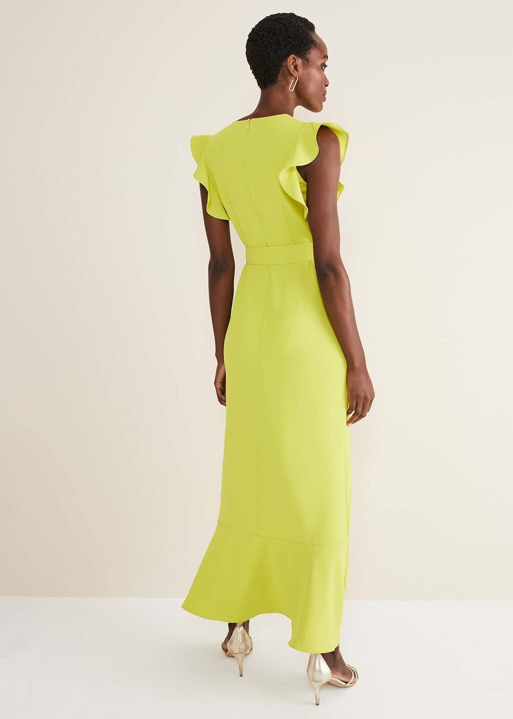 Phoebe Frill Maxi Dress - Lime