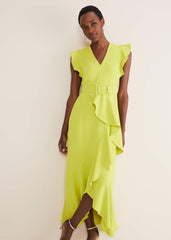 Phoebe Frill Maxi Dress - Lime