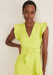 Phoebe Frill Maxi Dress - Lime