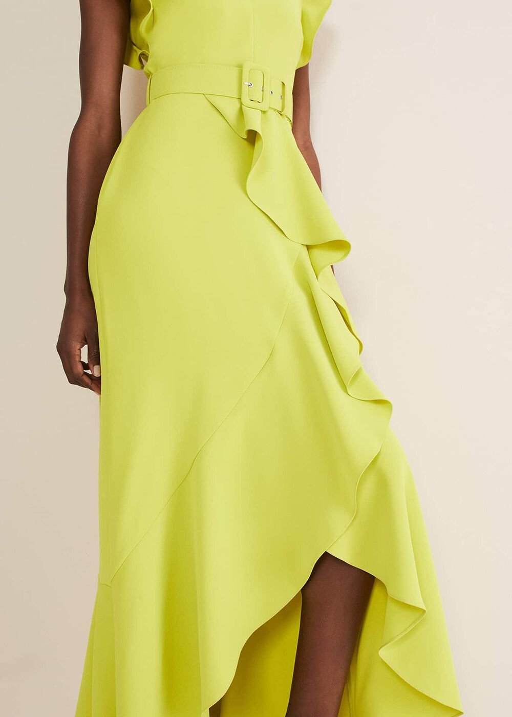 Phoebe Frill Maxi Dress - Lime