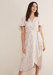 Julissa Gold Foil Wrap Dress - Cameo/Rose Gold