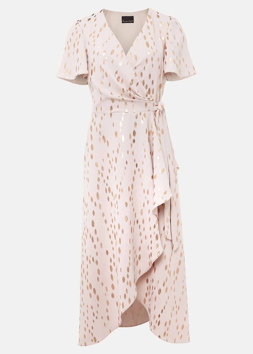 Julissa Gold Foil Wrap Dress - Cameo/Rose Gold
