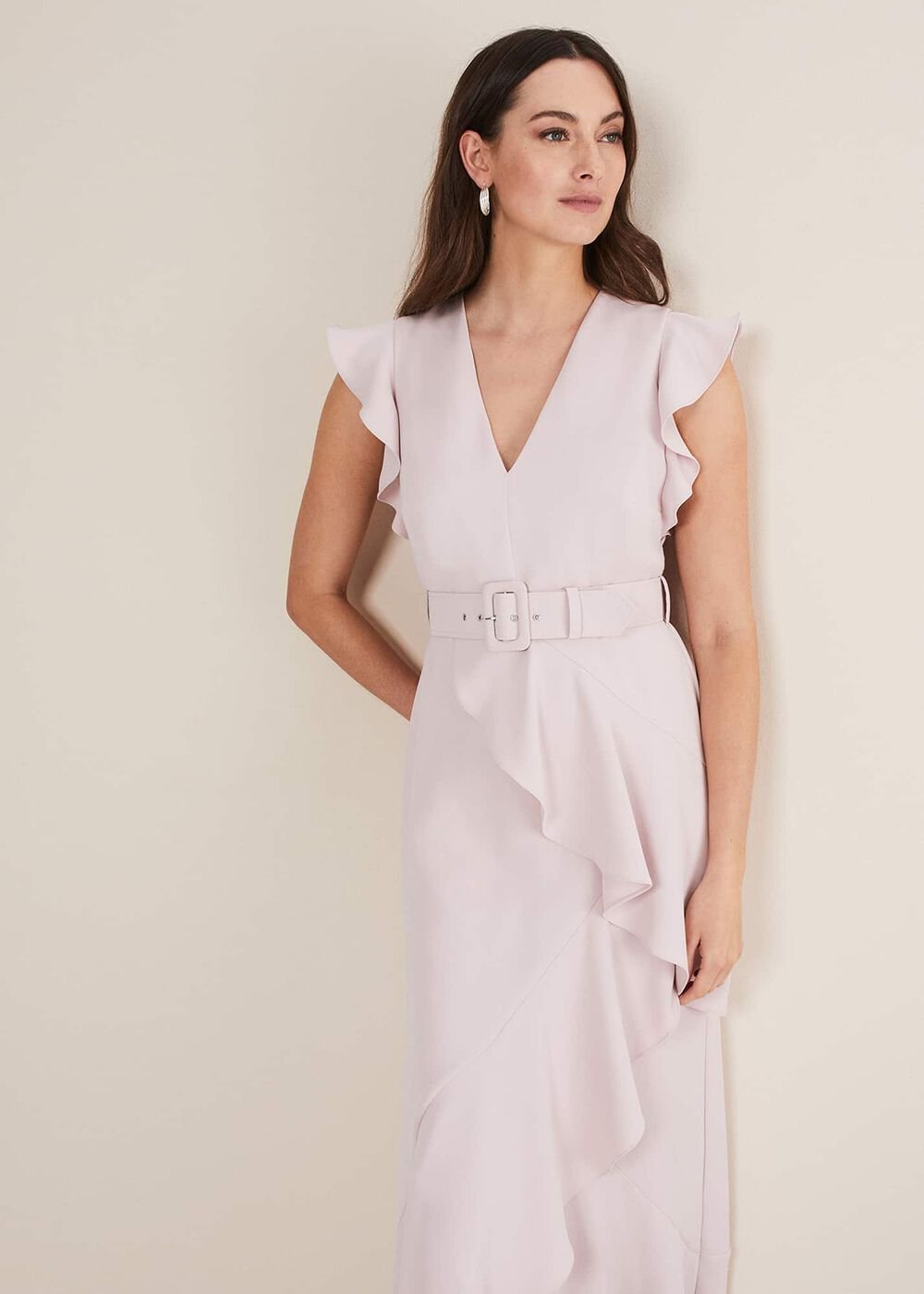 Phoebe Frill Maxi Dress - Powder Pink
