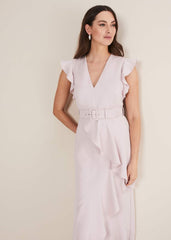 Phoebe Frill Maxi Dress - Powder Pink