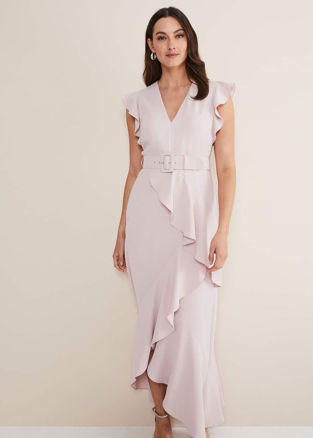 Phoebe Frill Maxi Dress - Powder Pink