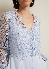 Mariposa Cream Lace Jumpsuit - Cornflower